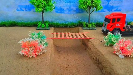 DIY Mini Tractor Builds Brick & Metal Railing Bridge | Diy Construction Science Project