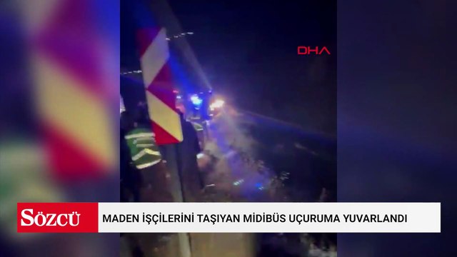 Maden işçilerini taşıyan midibüs uçuruma yuvarlandı: 15 yaralı