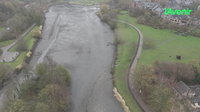 Le Brabant wallon vu du ciel : Le lac de Louvain-la-Neuve vidé en partie de son eau
