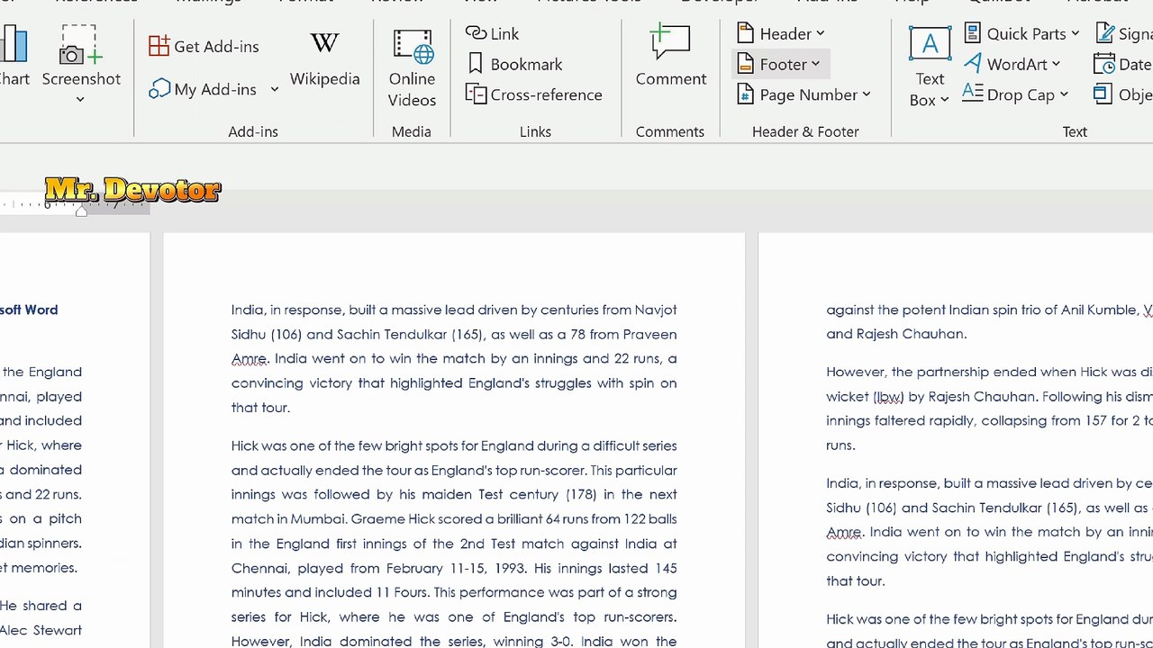Add Roman Page Numbers (i, ii, iii) in Footer of Microsoft Word Document