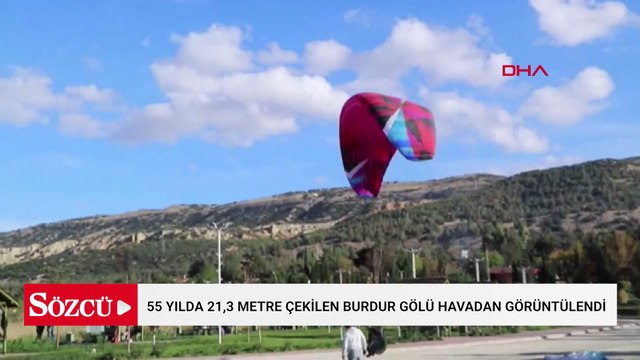 55 yılda 21,3 metre çekilen Burdur Gölü havadan görüntülendi