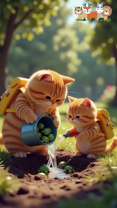 Chubby Cats Rescue Turtles in the Park
