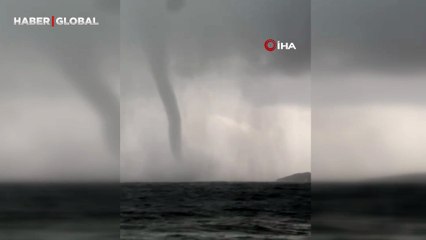 Marmaris açıklarında oluşan dev hortum kamerada