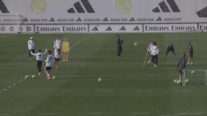 La celebración de Mbappé en el entrenamiento del Real Madrid