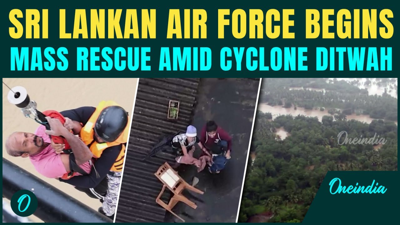 Sri Lanka Floods Rescue VIDEO: Air Force RACES To Save Thousands As Cyclone Ditwah Leaves 123 Dead