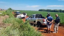 Gol capota após colisão com Montana na BR-163, em Cascavel