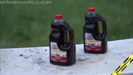 Maple syrup canisters explosion slow motion