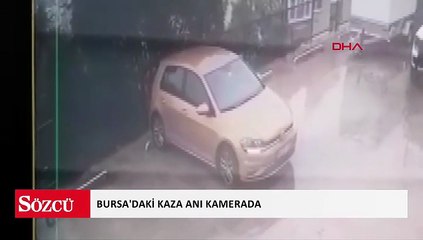 Otomobilini yanlışlıkla geri vitese alınca, 7 metre yükseklikten düştü; kaza anı kamerada