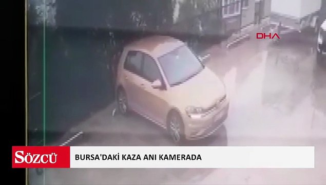 Otomobilini yanlışlıkla geri vitese alınca, 7 metre yükseklikten düştü; kaza anı kamerada