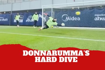 Donnarumma dives hard during intense Manchester City training