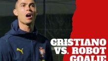 Cristiano Ronaldo faces a robot goalie in an impossible scoring challenge