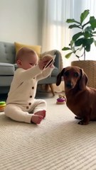 Baby Trying to Put a Hat on a Dog  #ai #baby #cat #cute #dog #viralshorts