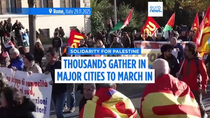 Global mobilisation in solidarity with Palestine: Thunberg and Albanese lead march in Rome