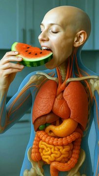 Science in action. What happens while eating water melon in the human body