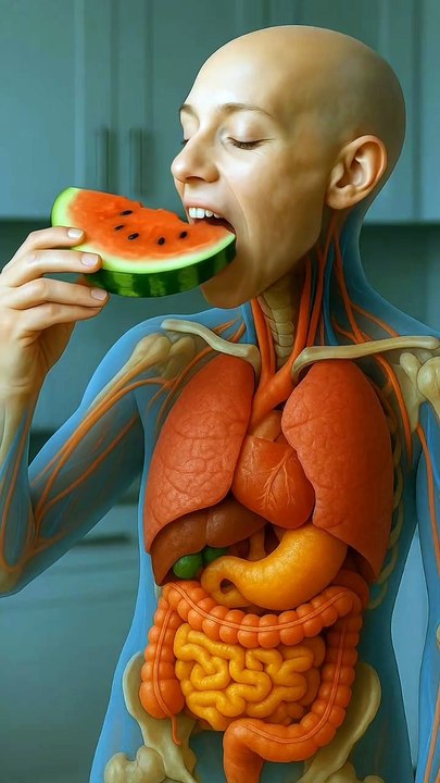 Science in action. What happens while eating water melon in the human body