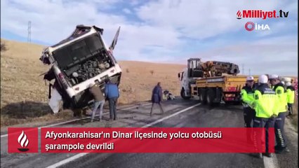 Afyonkarahisar'da yolcu otobüsü devrildi: Ölü ve yaralılar var