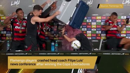 Flamengo players crash Filipe Luis presser after Copa Libertadores triumph