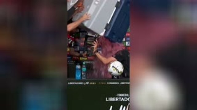 Flamengo players CRASH Filipe Luis’ presser after winning the Copa Libertadores