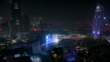 Dubai Downtown Water Show | Stunning Lights & Reflections at Night”