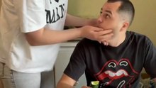 The couple fights over the cucumber to eat