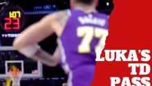 Luka Doncic throws an amazing touchdown pass to LeBron James