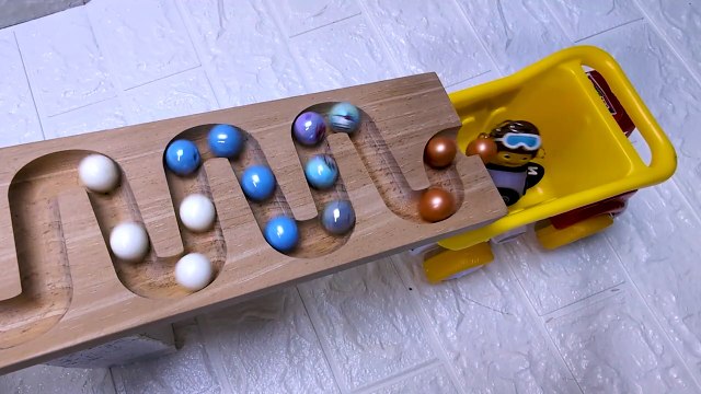 Marble Run ASMR Race ☆ HABA Slope & Dump Truck Excavator Ambulance Forklift Garbage Truck Tractors