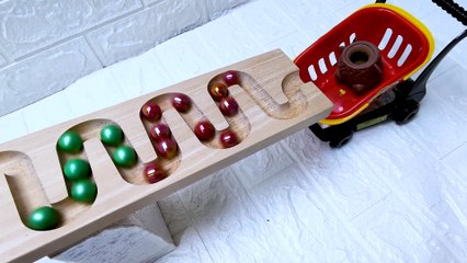 Marble Run ASMR Race ☆ HABA Slope & Dump Truck Excavator Ambulance Forklift Garbage Truck Tractors
