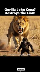 Gorilla John Cena_‼️Lion Got Wrecked by Gorilla Dad! #gorilla #lion #wwe
