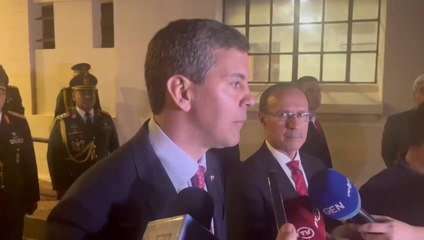 Santiago Peña Presidente De La República Y Titular De Codena Cibar Benítez Tras Reunión