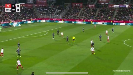 هدف الدولي المغربي عزالدين اوناحي لاعب نادي جيرونا  في مرمى ريال مدريد.