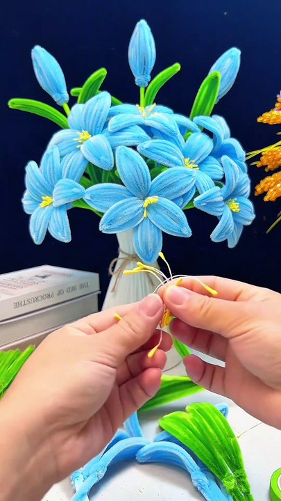 Realistic blue lily bouquet under 5 minutes