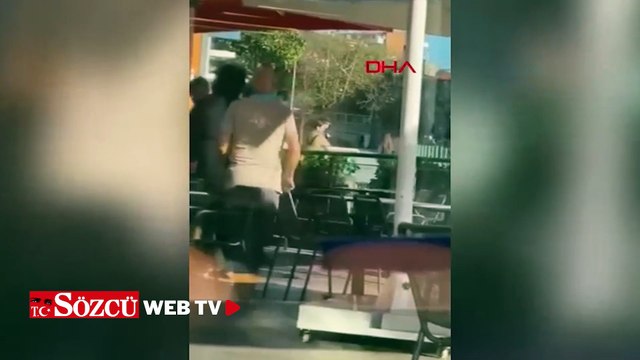 Kağıthane’de restoranda sandalyeli kavga: Masaya atladı kayarak düştü