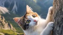 meow world cute Cat play funny moments realistic mountain 🌄🥳😻