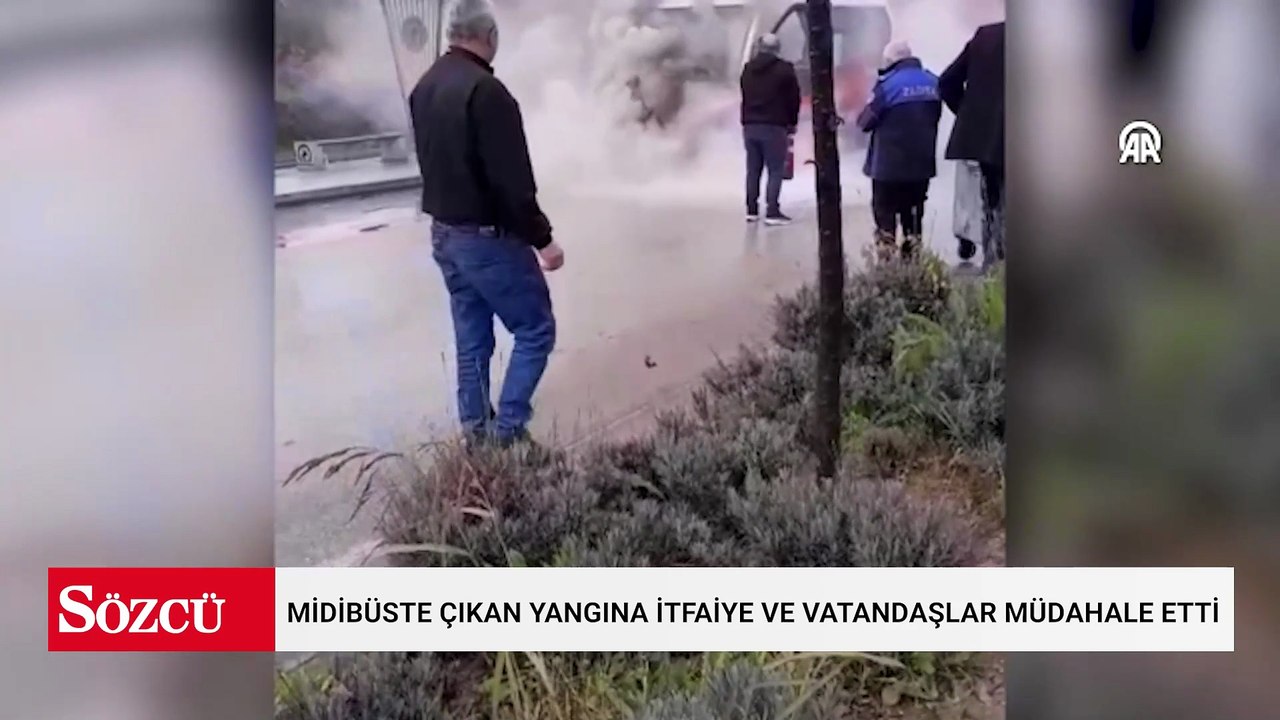 Midibüste çıkan yangına itfaiye ve vatandaşlar müdahale etti