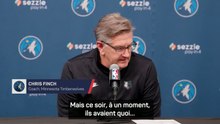 Timberwolves - Chris Finch explique la mise sur le banc de Rudy Gobert dans le 4e quart-temps