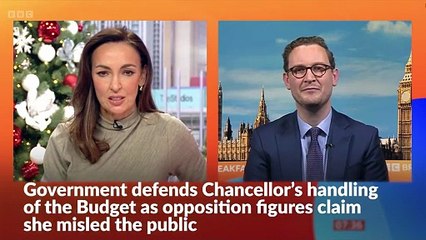 Government defends Chancellor's handling of the Budget over claims she misled the public