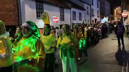 The lantern and light parade making its way down North Street (Will Goddard, Crediton Courier)