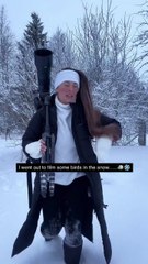 Filming birds in a winter wonderland in the falling snow #photography