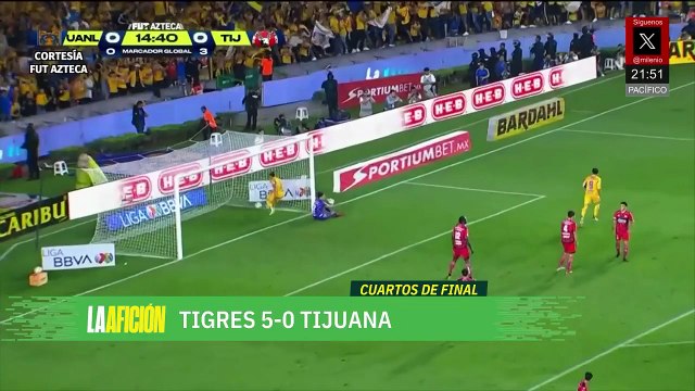 Tigres golea a Tijuana en el Volcán y se mete a semifinales de la Liga MX