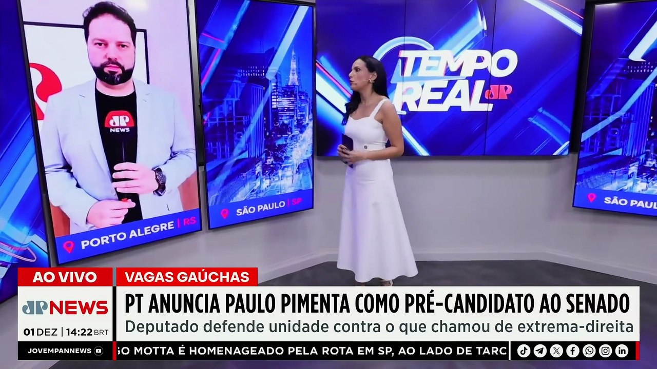 PT anuncia Paulo Pimenta como pré-candidatura ao Senado pelo RS | TEMPO REAL