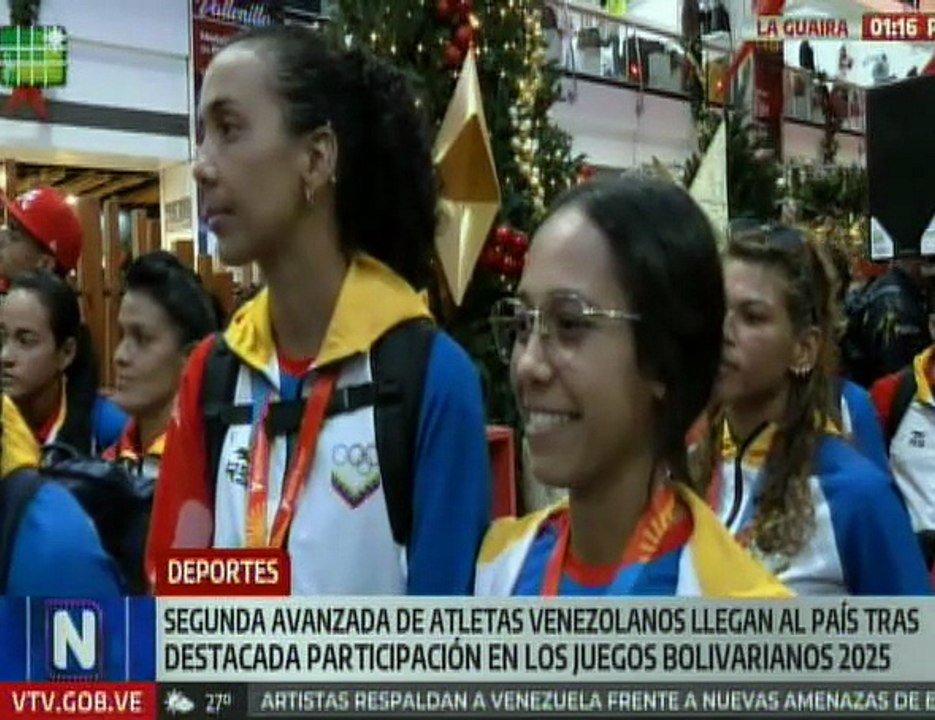 Atletas venezolanos regresan al país con más de 60 medallas de los Juegos Bolivarianos Ayacucho 2025