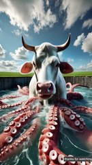 The cow covered in millions of octopus 😭 rescue team saved her , #ai #trending #rescue #cow