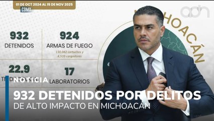 Harfuch anuncia que van 932 detenidos por delitos de alto impacto en Michoacán