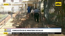 Ante casos de COVID 19, fumigan el ministerio de Salud