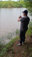 Pesca de bagres en la costa del Arroyo Perucho!