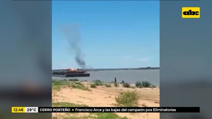 Explosión de una barcaza en el río Paraguay en zona de San Antonio