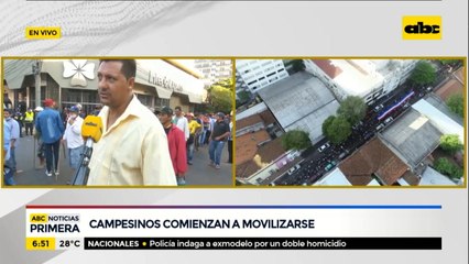 Campesinos se movilizan en el microcentro de Asunción