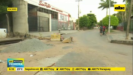 Hundimiento de pavimento tras temporal en el barrio San Pablo