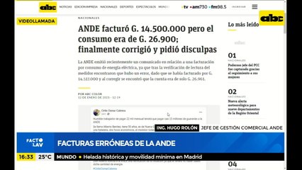 Facturas erróneas de la Ande