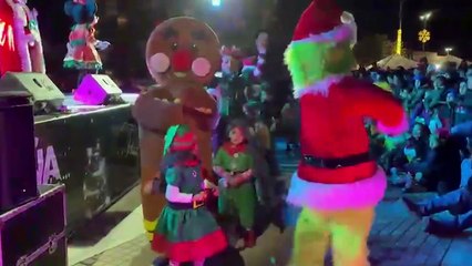 Arrancan festejos con encendido del pino navideño